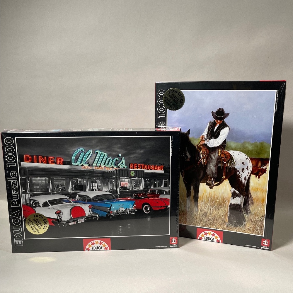 2 Educa 1000 piece Puzzles (diner, Cowboy)